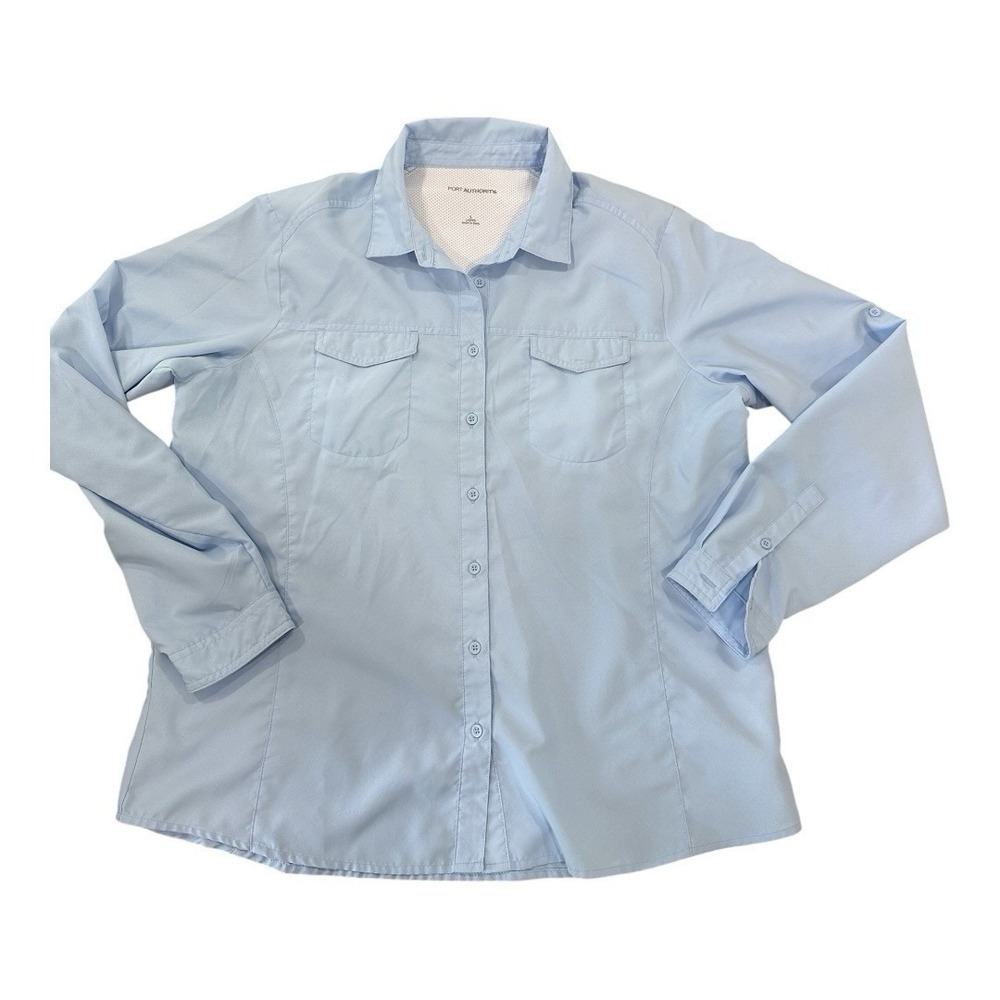 Port Authority ® Ladies Long Sleeve Shirt RN 90836 Size Large Light blue